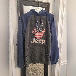 Jeep Gray and Blue Raglan Hoodie Sweatshirt